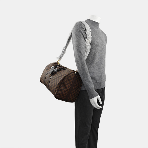 KEEPALL 45 Damier Ebene Coated Canvas Brown