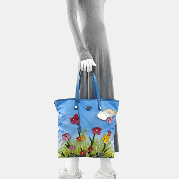 Nylon Tote Bag Blue