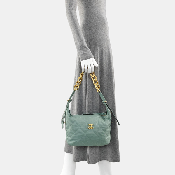 Quilted Calfskin Shoulder Bag Green