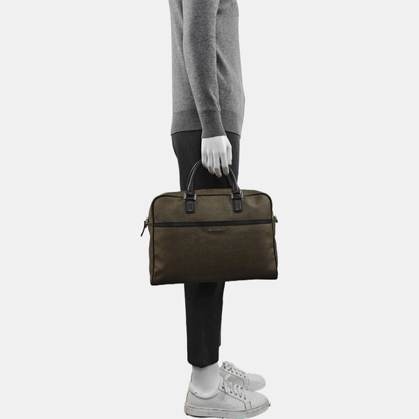 Coated Canvas Top Handle Bag Brown