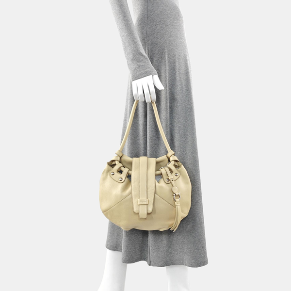 Calfskin Top Handle Bag Beige