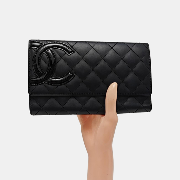 CAMBON Medium Quilted Calfskin Black Wallet