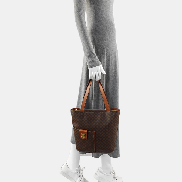 Coated Canvas Shoulder Bag Brown