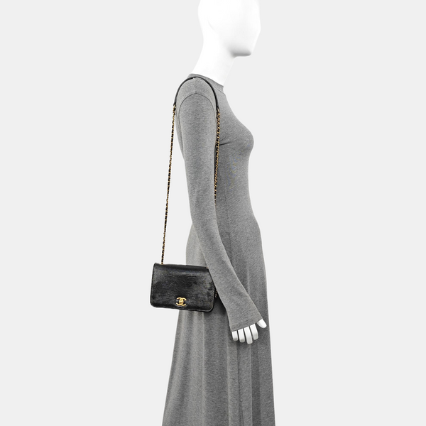 Lizard Shoulder Bag Black