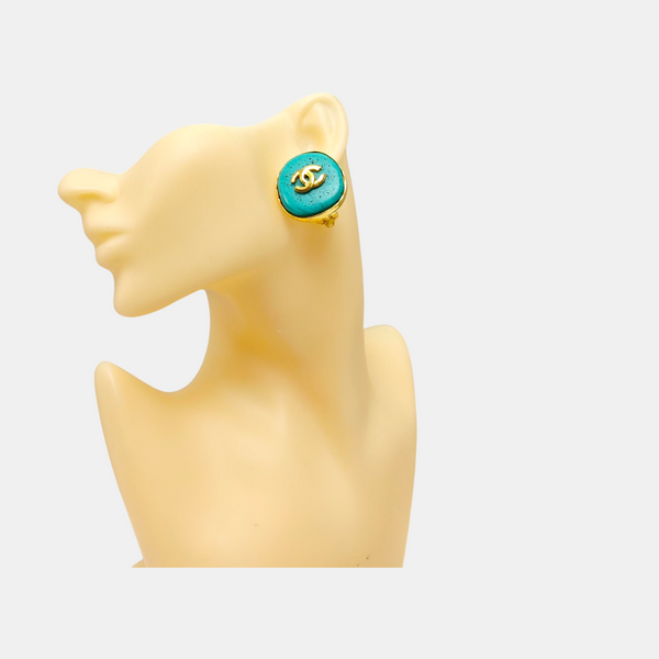 Metal Green Clip On Earrings