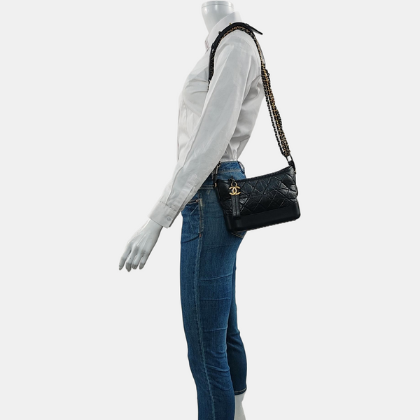 Authenticated pre-owned GABRIELLE Small Quilted Calfskin Black - Shoulder Bag at Looply