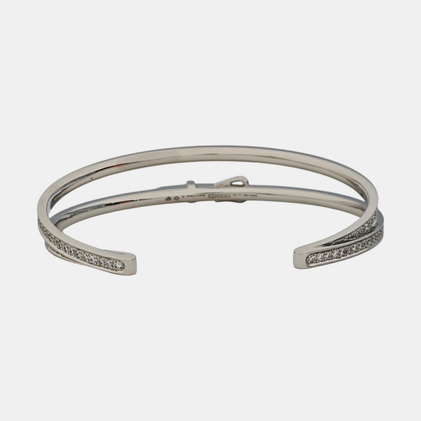 18k White Gold Silver Bangle