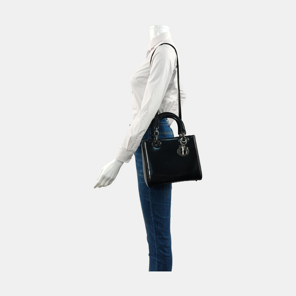 Lady Dior Medium Patent Leather Black