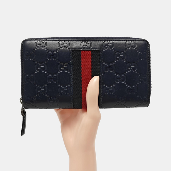 Signature Monogram Calfskin Blue Wallet