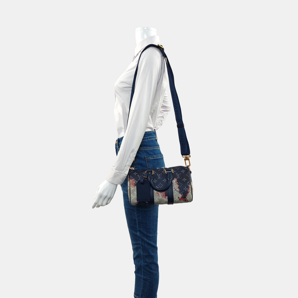 KEEPALL Monogram Coated Canvas Blue