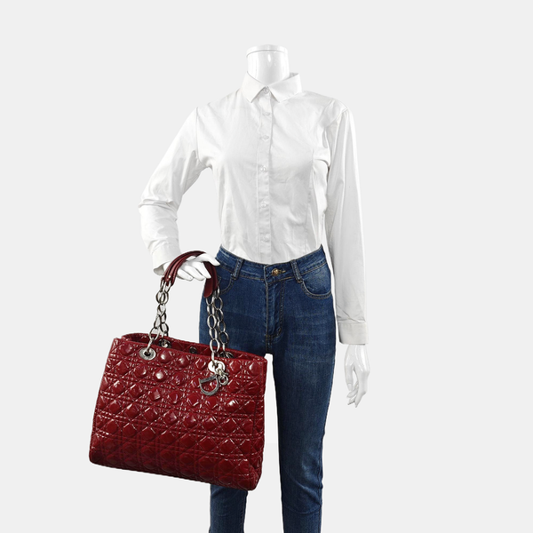 Dior Soft Large Cannage Patent Leather Red