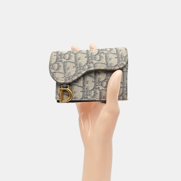 Saddle Mini Oblique Canvas Gray Wallet