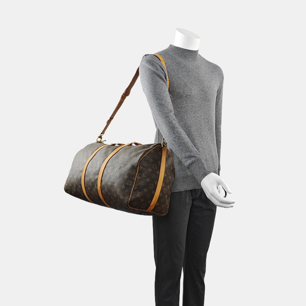 KEEPALL 50 Monogram Coated Canvas Brown