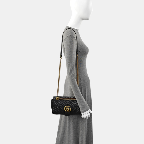 GG Marmont Small Quilted Calfskin Black