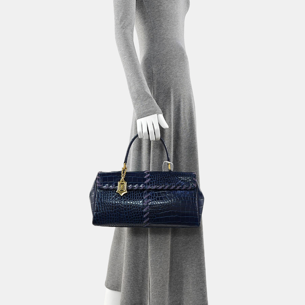 Calfskin Top Handle Bag Blue