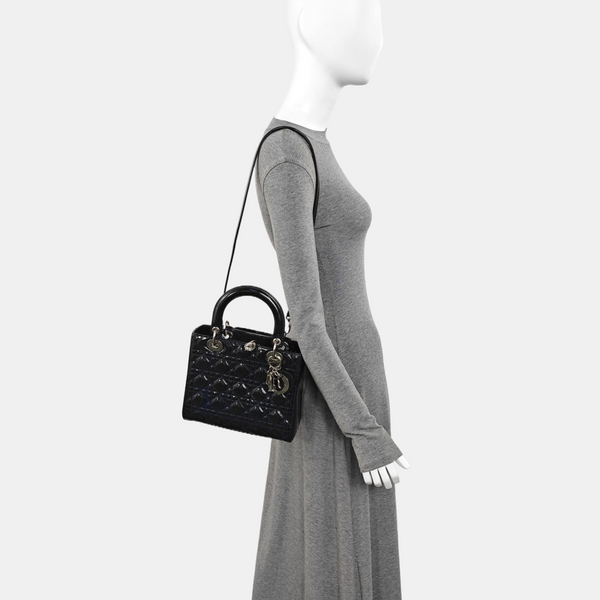 Lady Dior Medium Quilted Patent Leather Blue