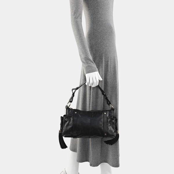 Calfskin Top Handle Bag Black
