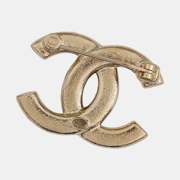 CC Logo Metal Gold Brooch
