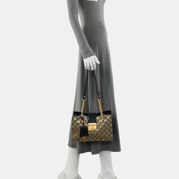 Padlock Small Monogram Coated Canvas Beige