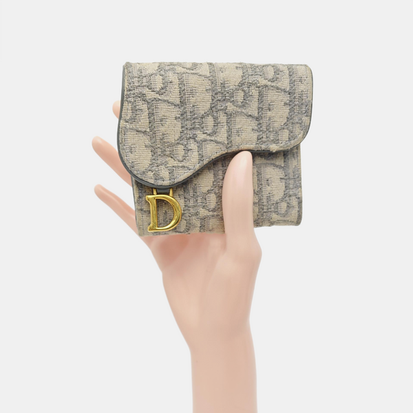 Saddle Mini Oblique Canvas Beige Card Holder