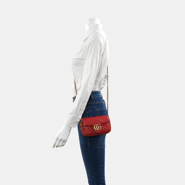 GG Marmont Mini Quilted Calfskin Red