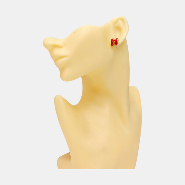 Pop H Metal Gold Stud Earrings