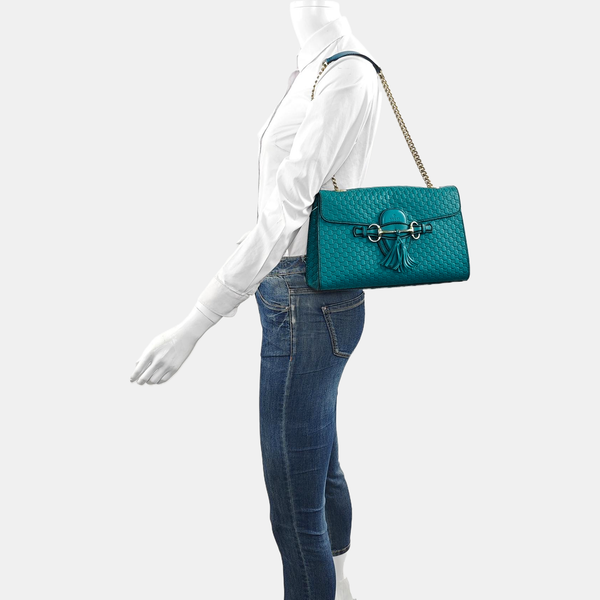 Emily Chain Monogram Calfskin Blue