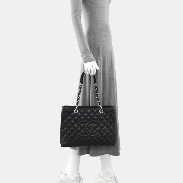 CHANEL GST Large Quilted Grained Calfskin Black