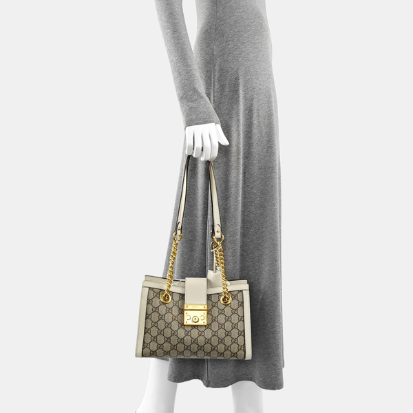 Padlock Small Monogram Coated Canvas Beige