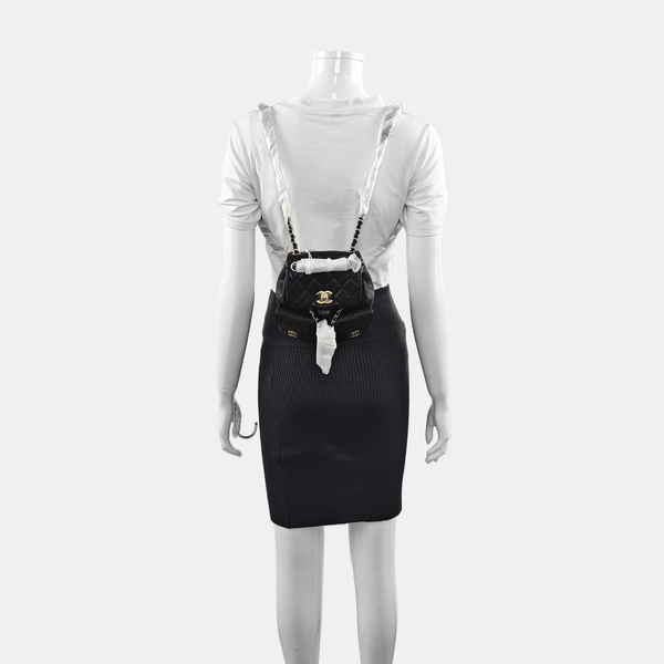 DUMA Small Quilted Grained Calfskin Black