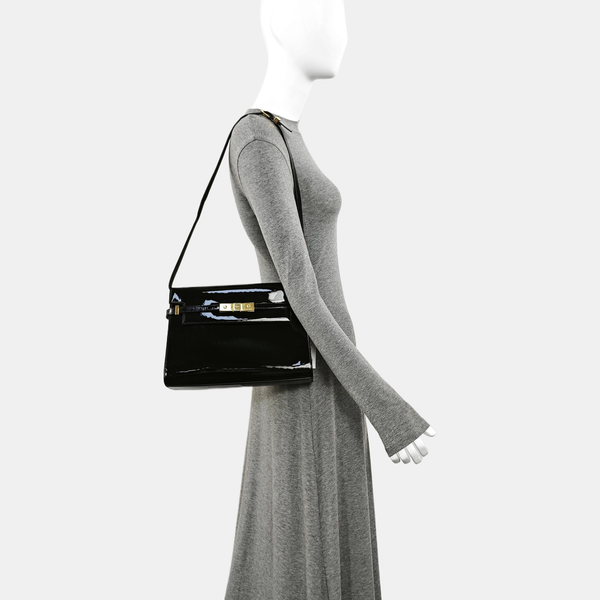 MANHATTAN Medium Patent Leather Black