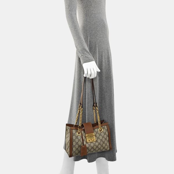 Padlock Small Monogram Coated Canvas Beige