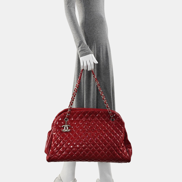 JUST MADEMOISELLE Large Quilted Patent Leather Red