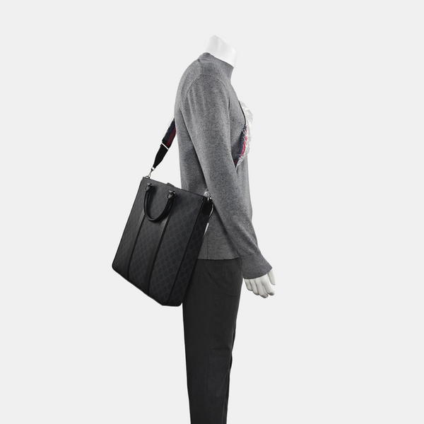 Monogram Coated Canvas Tote Bag Medium Black