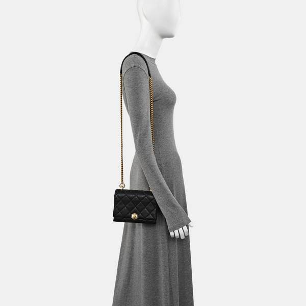 Quilted Calfskin Shoulder Bag Black