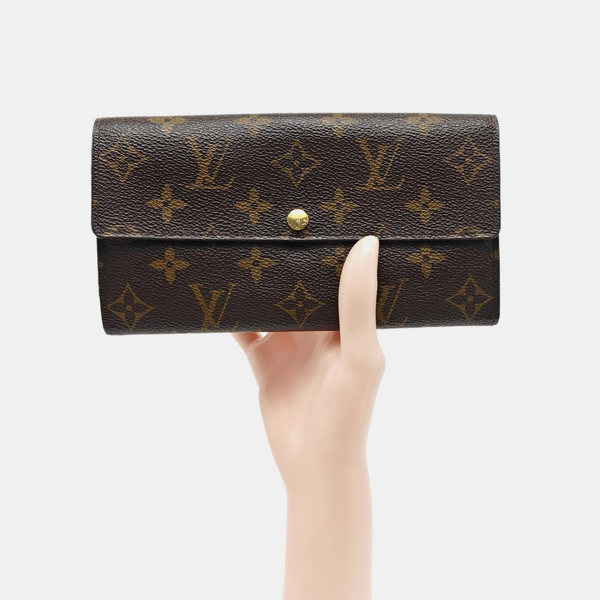 PORTE MONNAIE Monogram Coated Canvas Brown Wallet