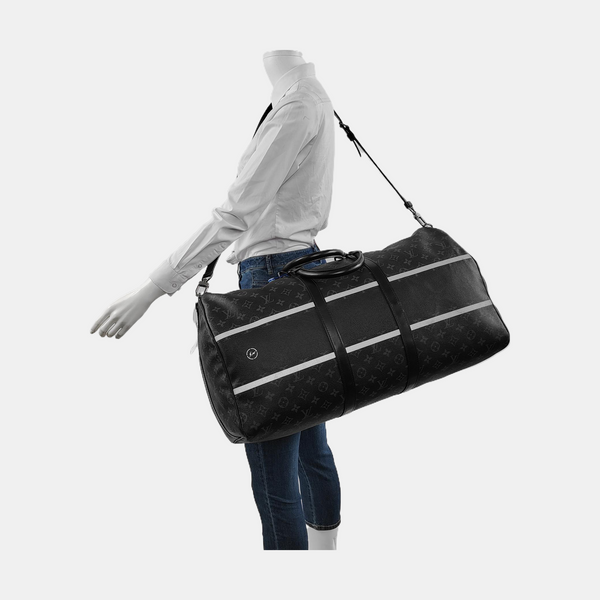 KEEPALL 55 Monogram Coated Canvas Black