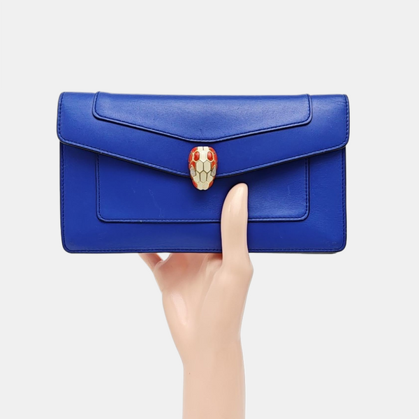 SERPENTI FOREVER Calfskin Blue Wallet