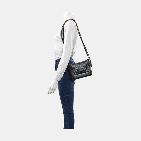 GABRIELLE Small Chevron, Quilted Calfskin Gray