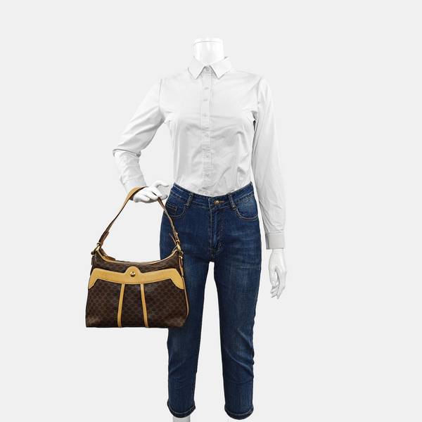 Coated Canvas Shoulder Bag Brown