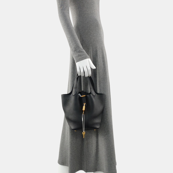 Authenticated pre-owned Picotin Lock Clemence Black - Bucket Bag at Looply
