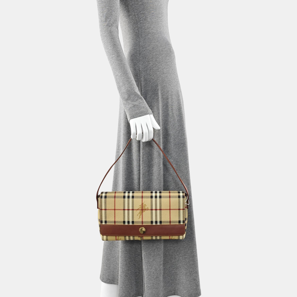 Coated Canvas Top Handle Bag Brown