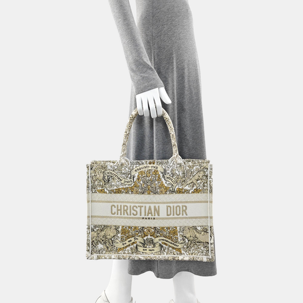 Book Tote Medium Fabric Beige