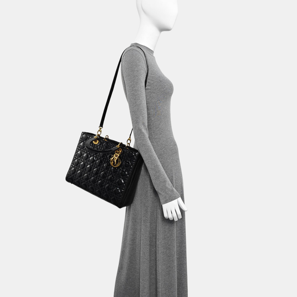 Lady Dior Large Patent Leather Black