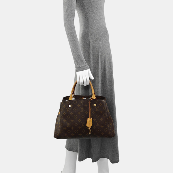 MONTAIGNE MM Monogram Coated Canvas Brown