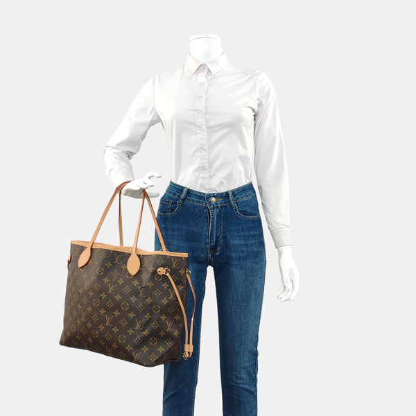 NEVERFULL MM Monogram Coated Canvas Brown