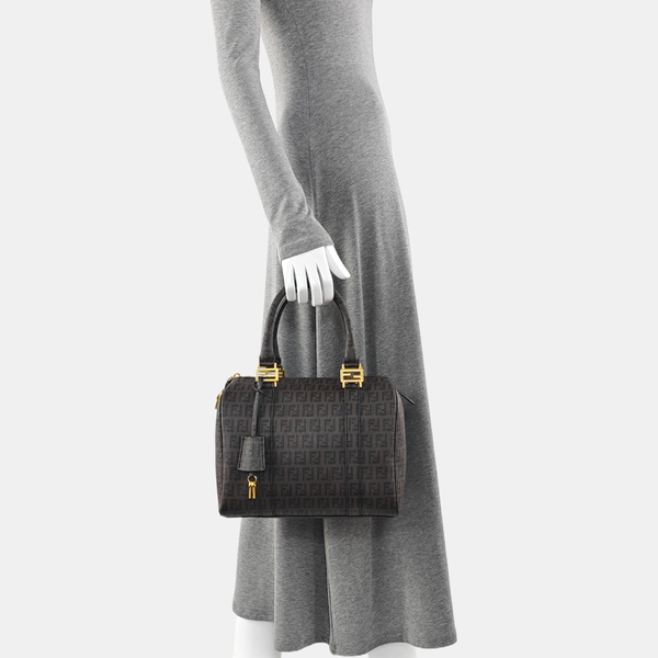 Coated Canvas Top Handle Bag Brown