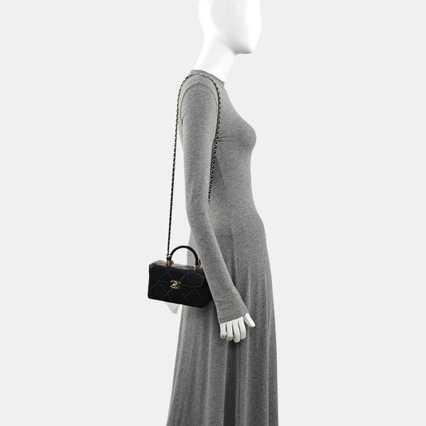 Quilted Calfskin Shoulder Bag Mini Black
