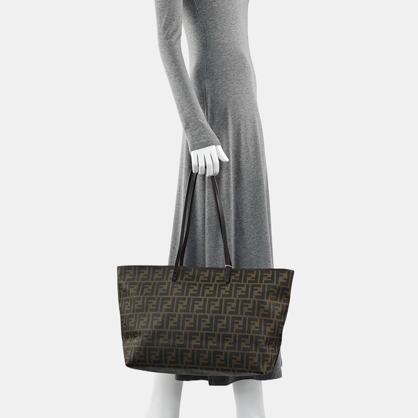Coated Canvas Tote Bag Brown