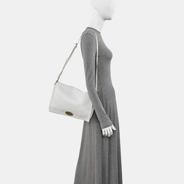 Quilted Calfskin Shoulder Bag White